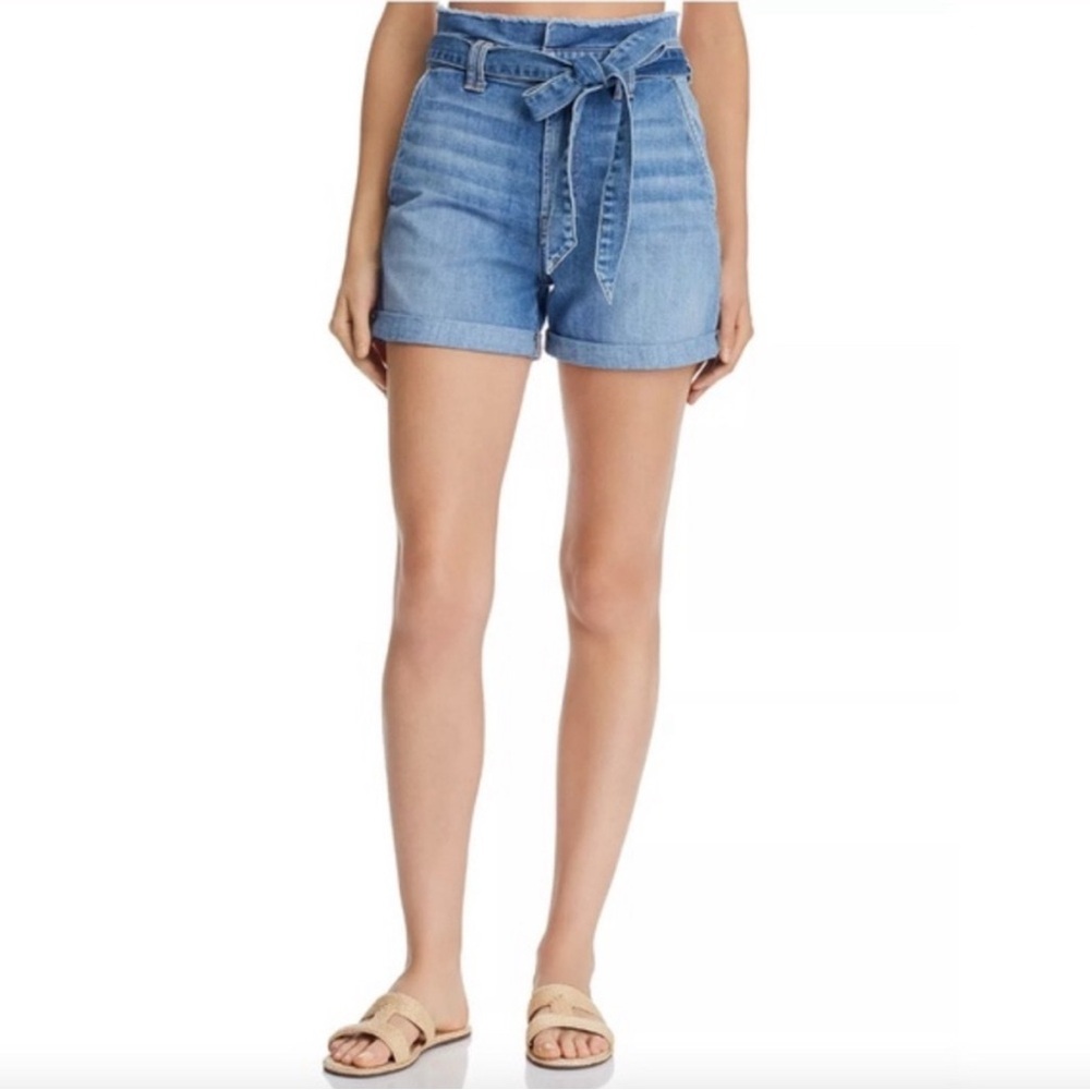 7 For All Mankind Paper Bag High Waist Denim Shorts
